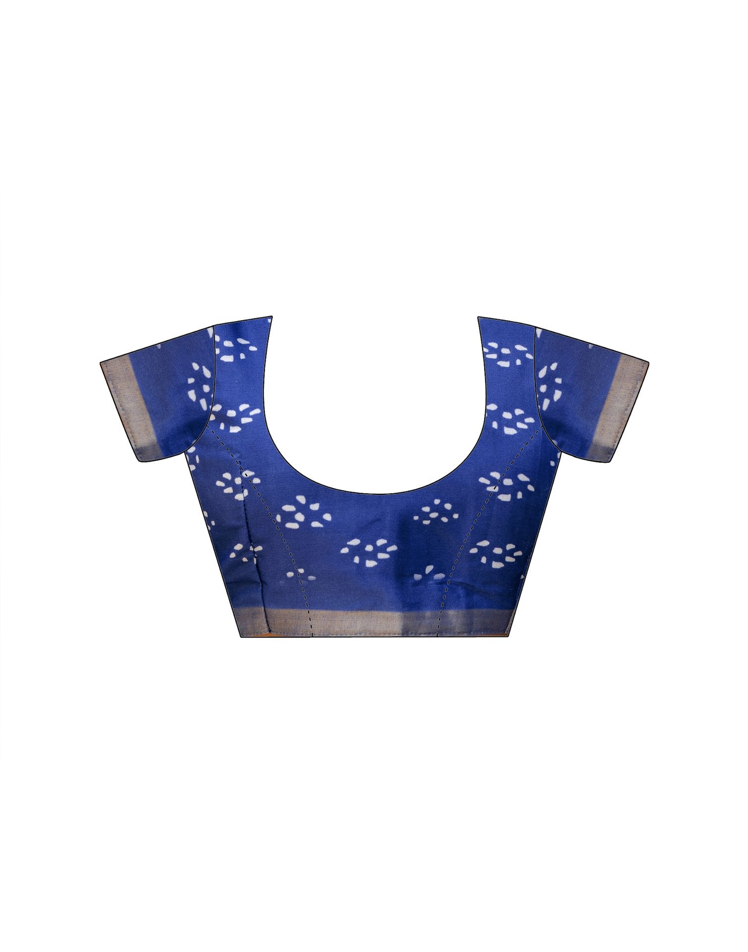 Blue Silk Printed Zari Border Saree