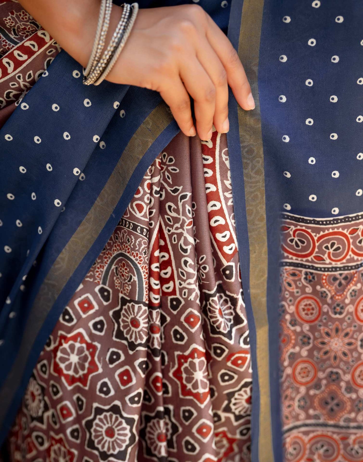Mauve Silk Printed Zari Border Saree