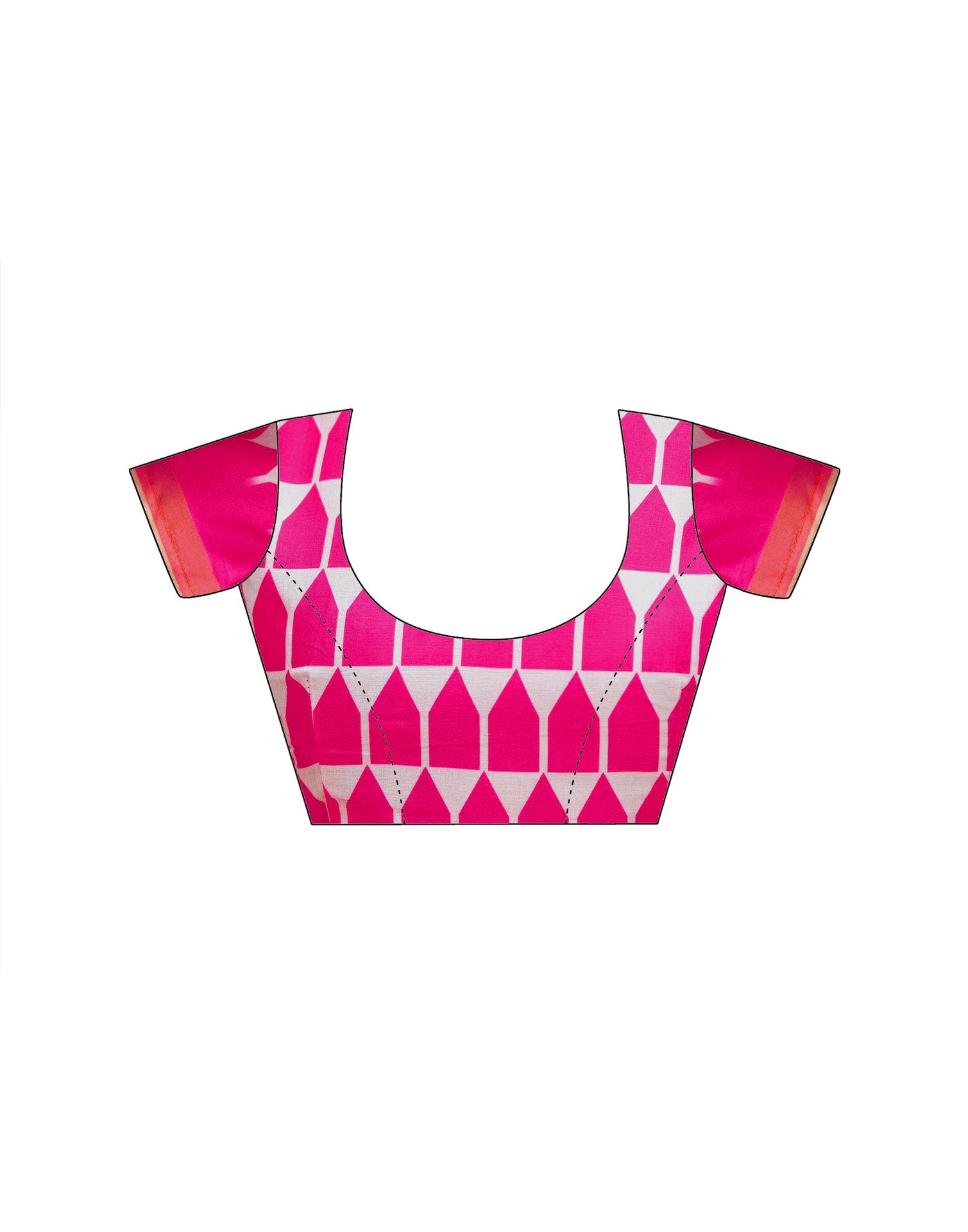 Pink Silk Printed Zari Border Saree