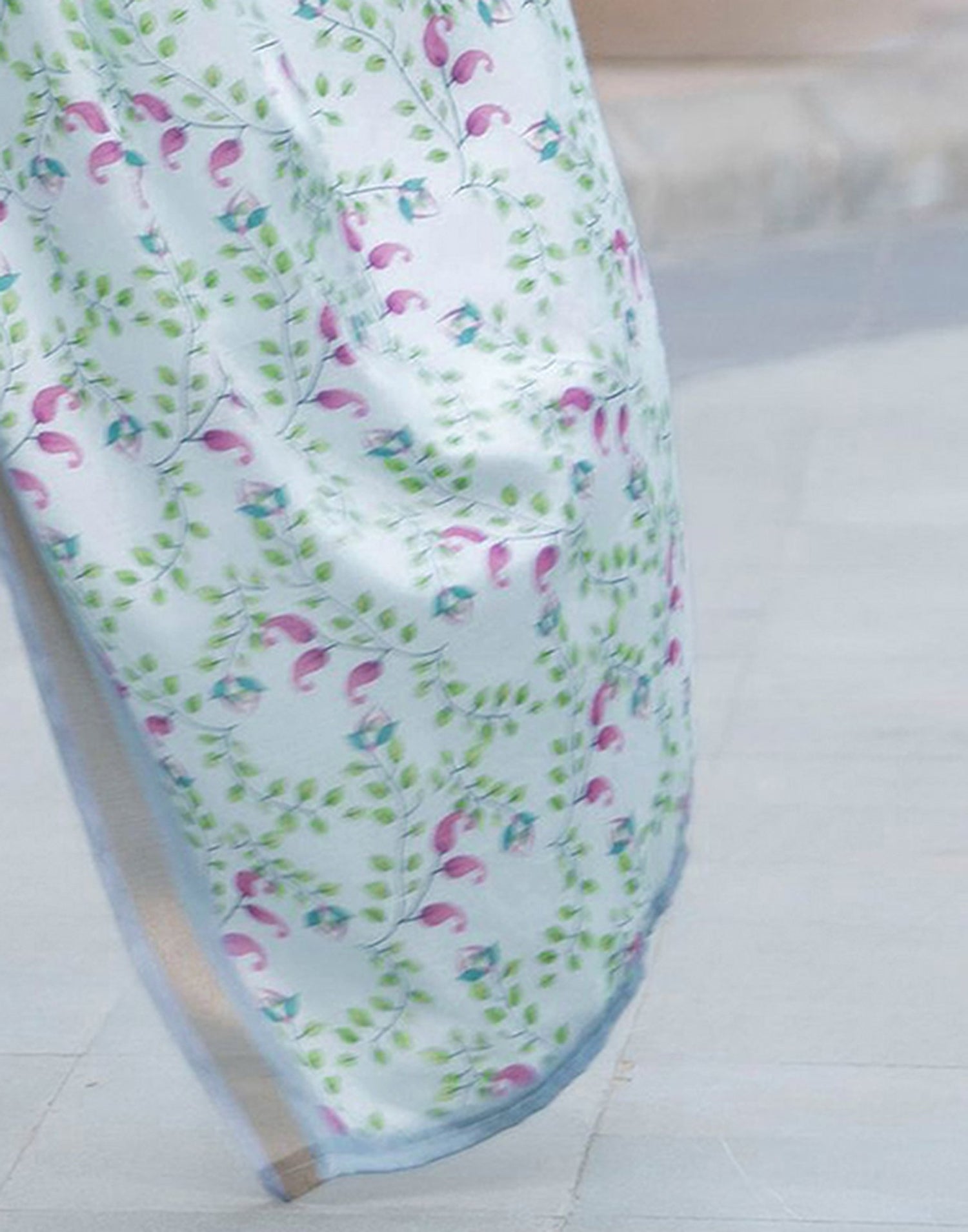 Light Blue Silk Printed Zari Border Saree