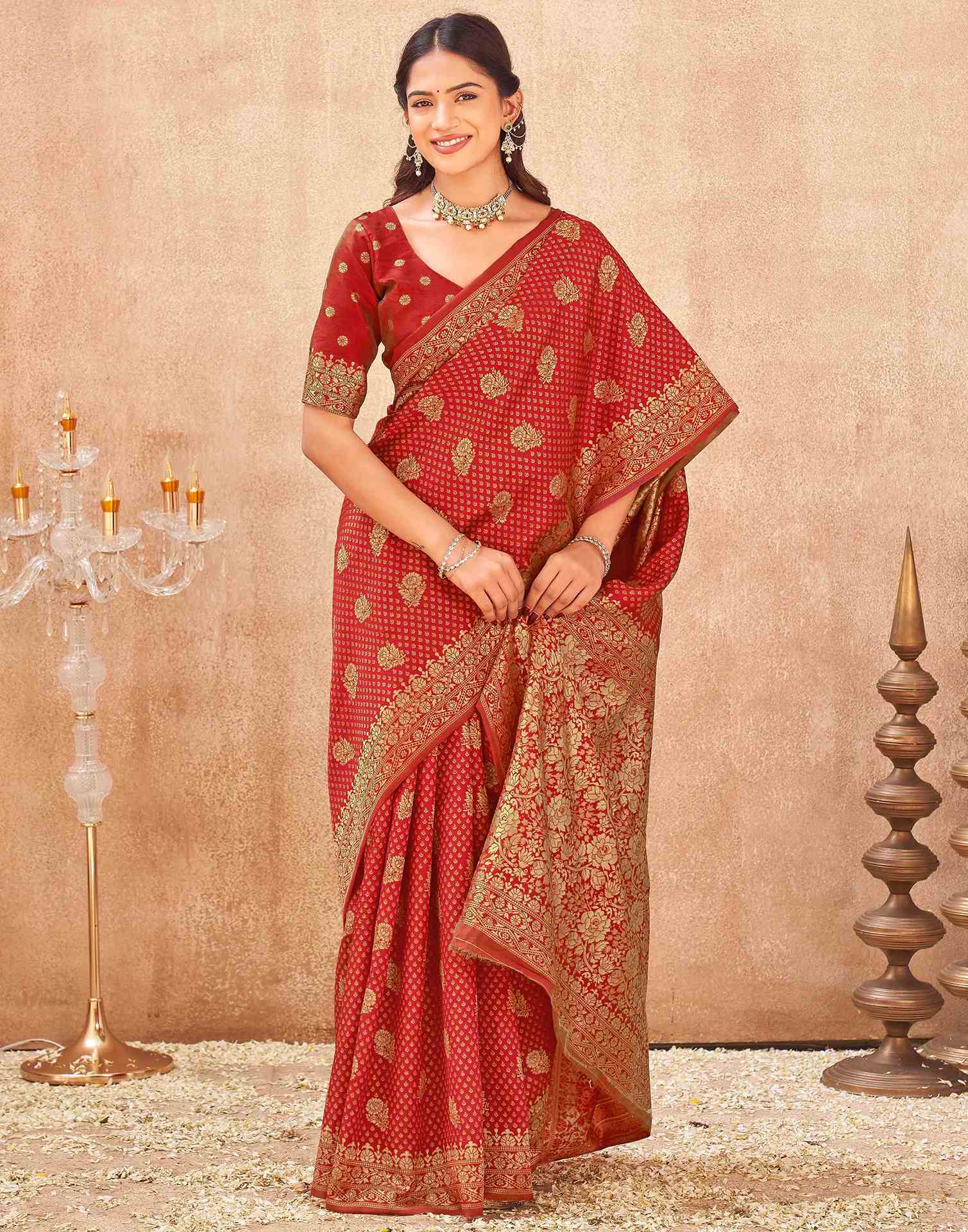 Red Silk Woven Banarasi Saree