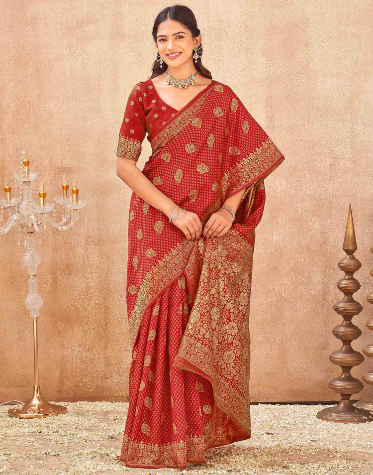Red Silk Woven Banarasi Saree