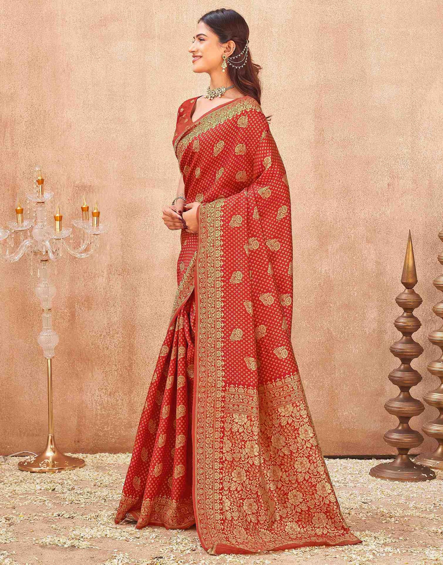 Red Silk Woven Banarasi Saree