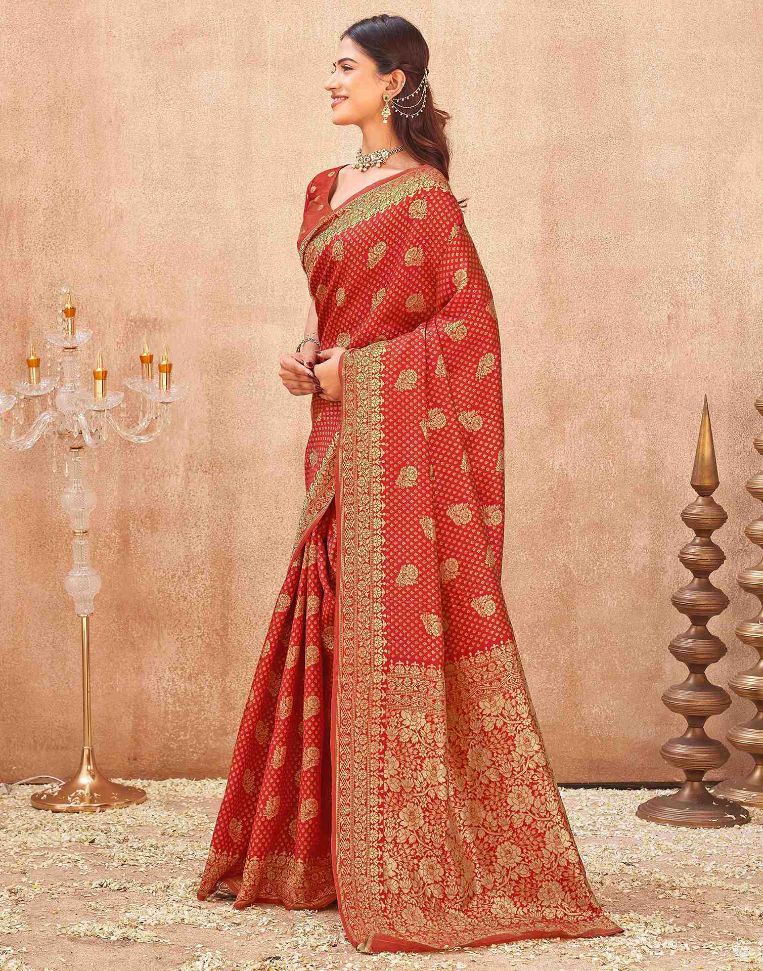 Red Silk Woven Banarasi Saree