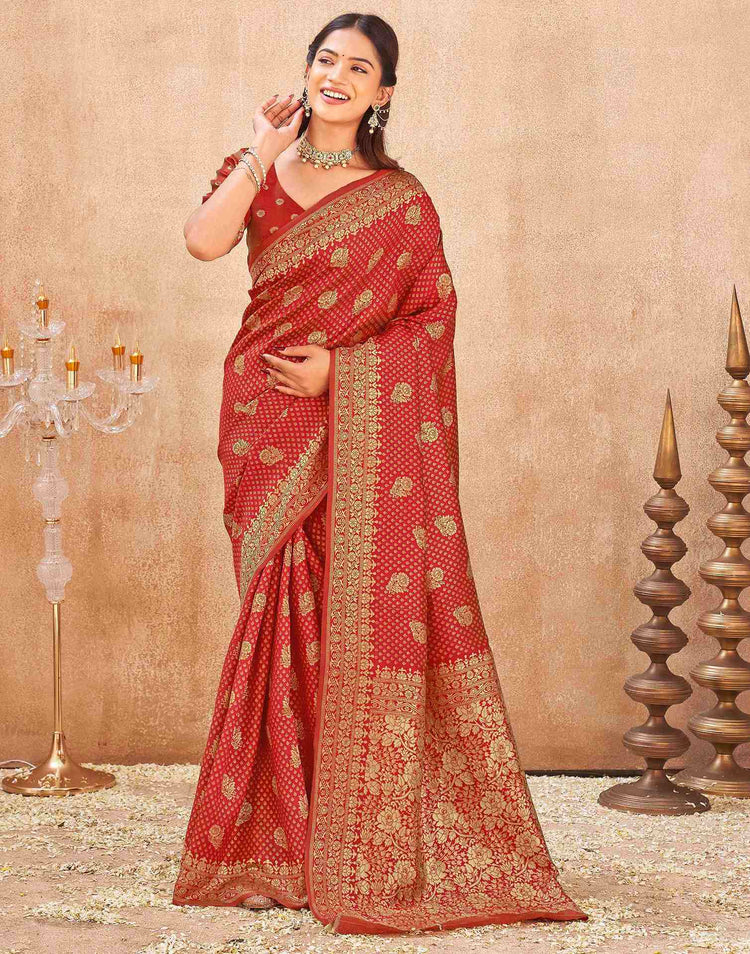 Red Silk Woven Banarasi Saree