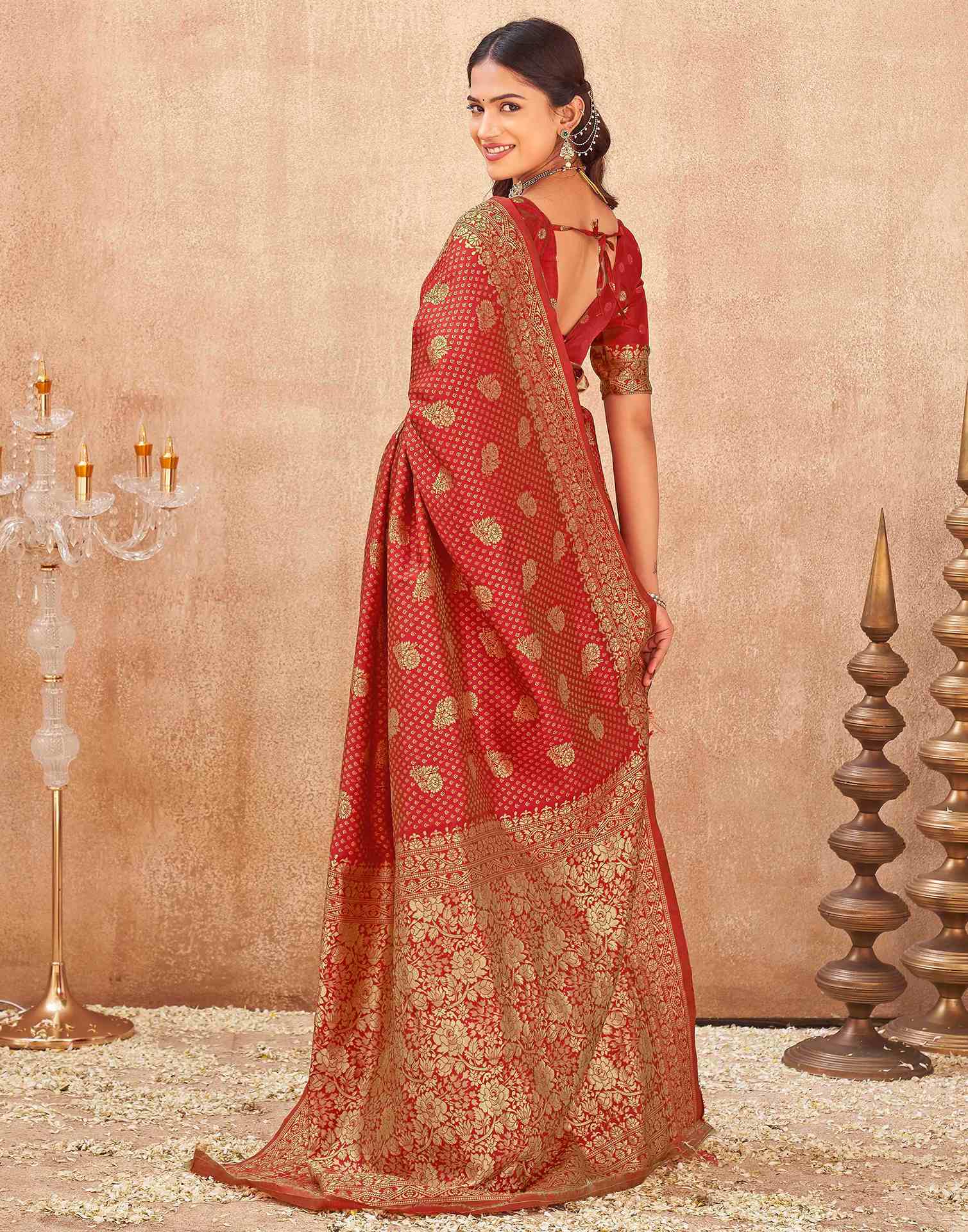 Red Silk Woven Banarasi Saree