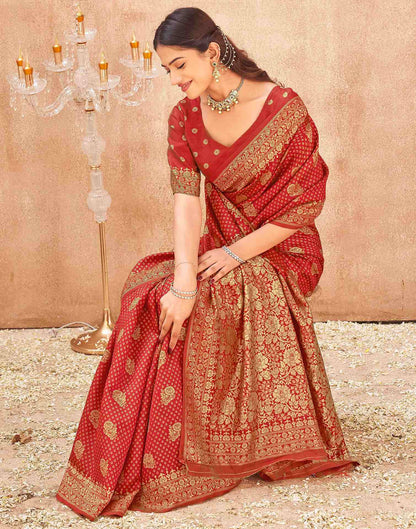 Red Silk Woven Banarasi Saree
