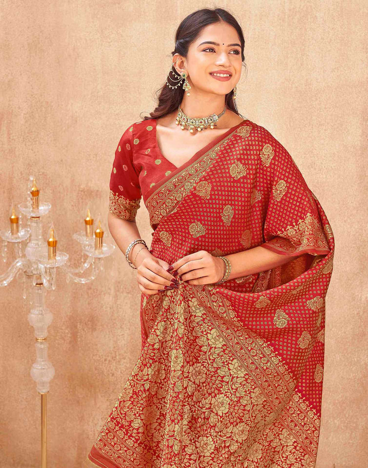 Red Silk Woven Banarasi Saree