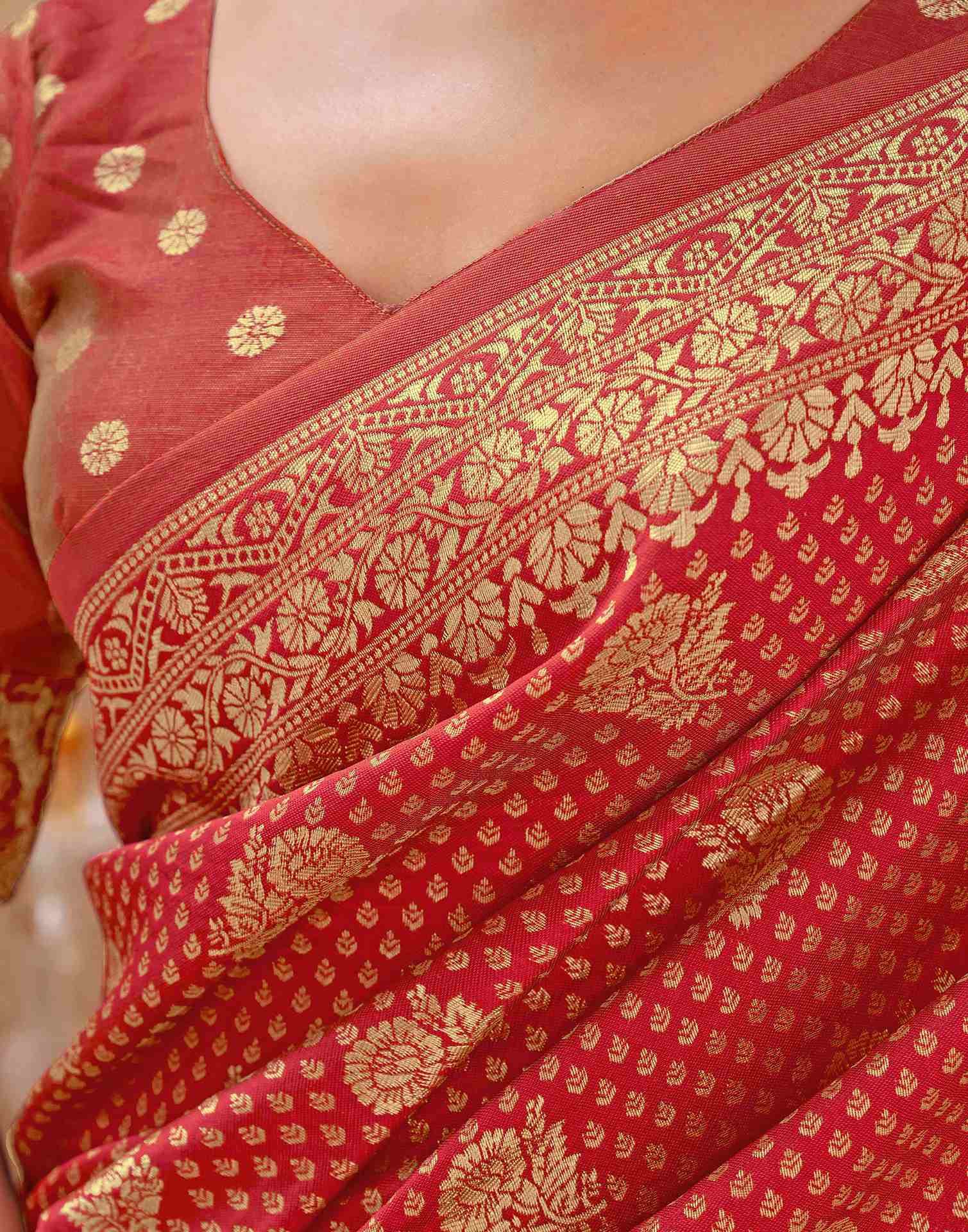 Red Silk Woven Banarasi Saree