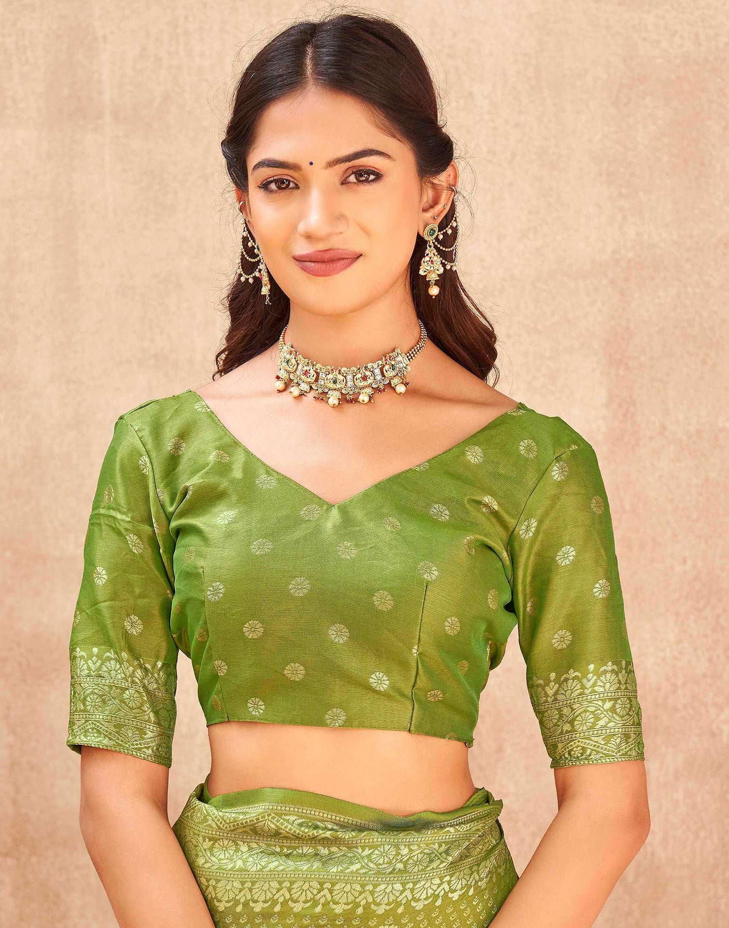Mehndi Green Silk Woven Banarasi Saree