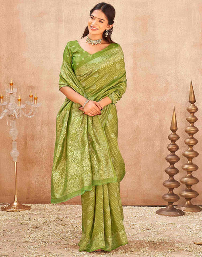 Mehndi Green Silk Woven Banarasi Saree