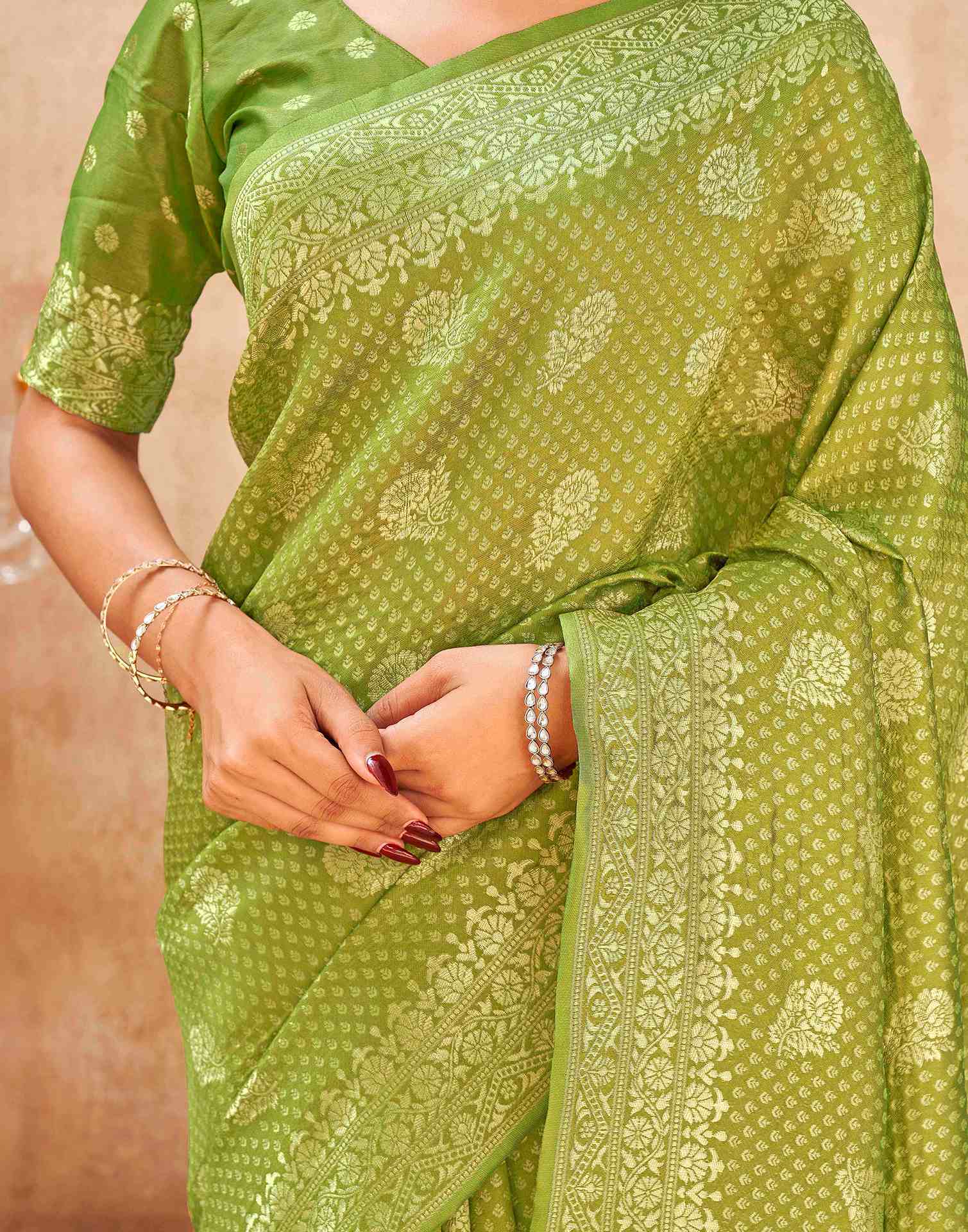 Mehndi Green Silk Woven Banarasi Saree