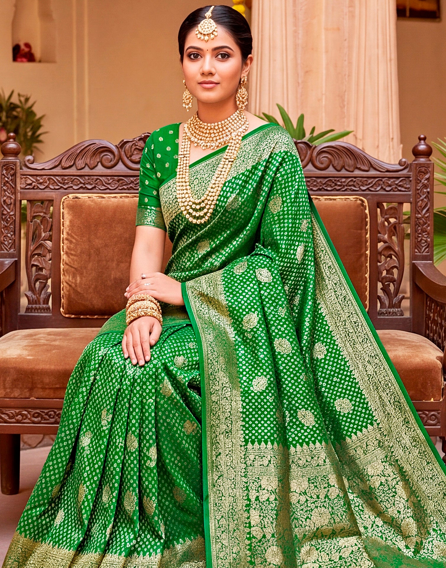 Green Silk Woven Banarasi Saree
