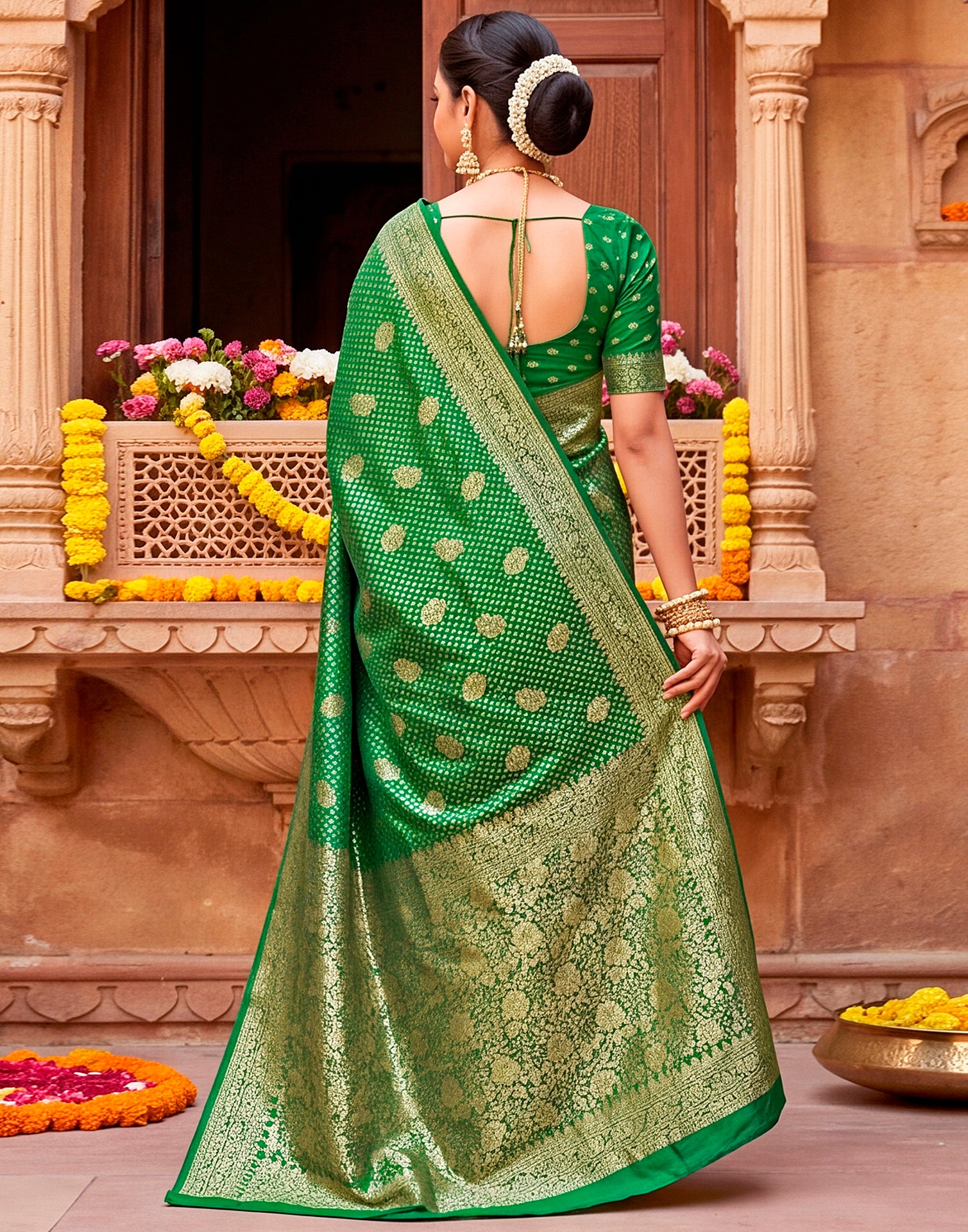 Green Silk Woven Banarasi Saree