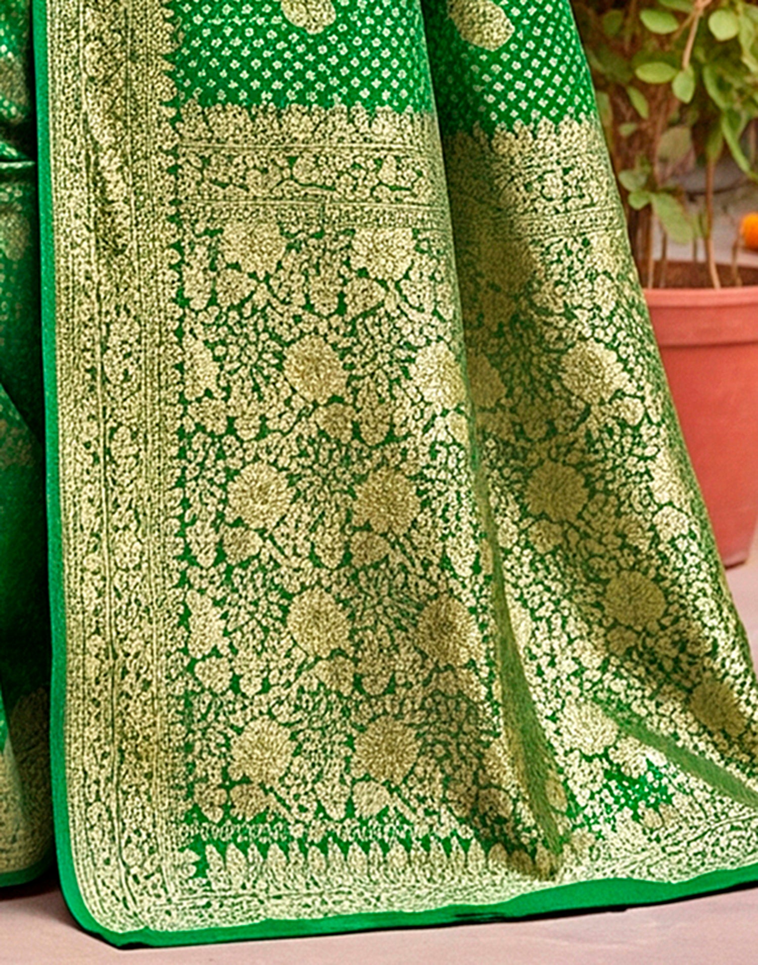 Green Silk Woven Banarasi Saree