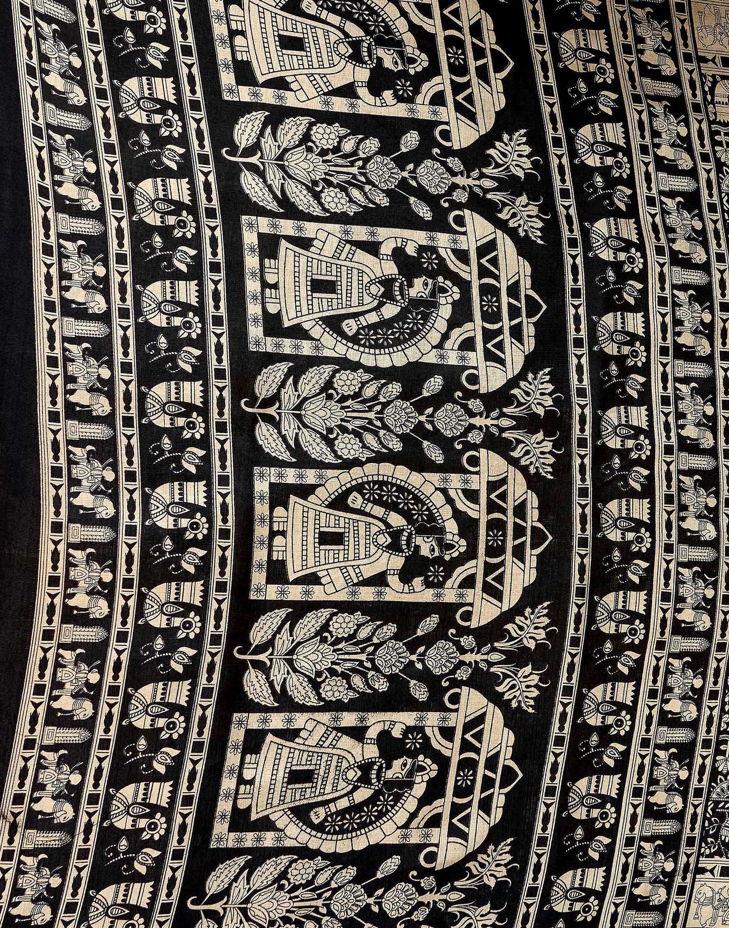 Black Khadi Printed Kalamkari Saree