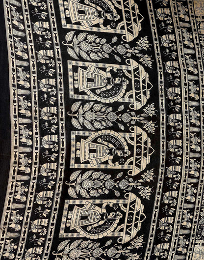 Black Khadi Printed Kalamkari Saree