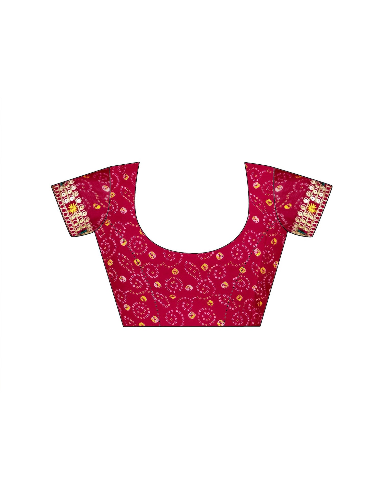 Pink Chiffon Bandhani Printed Lace Saree