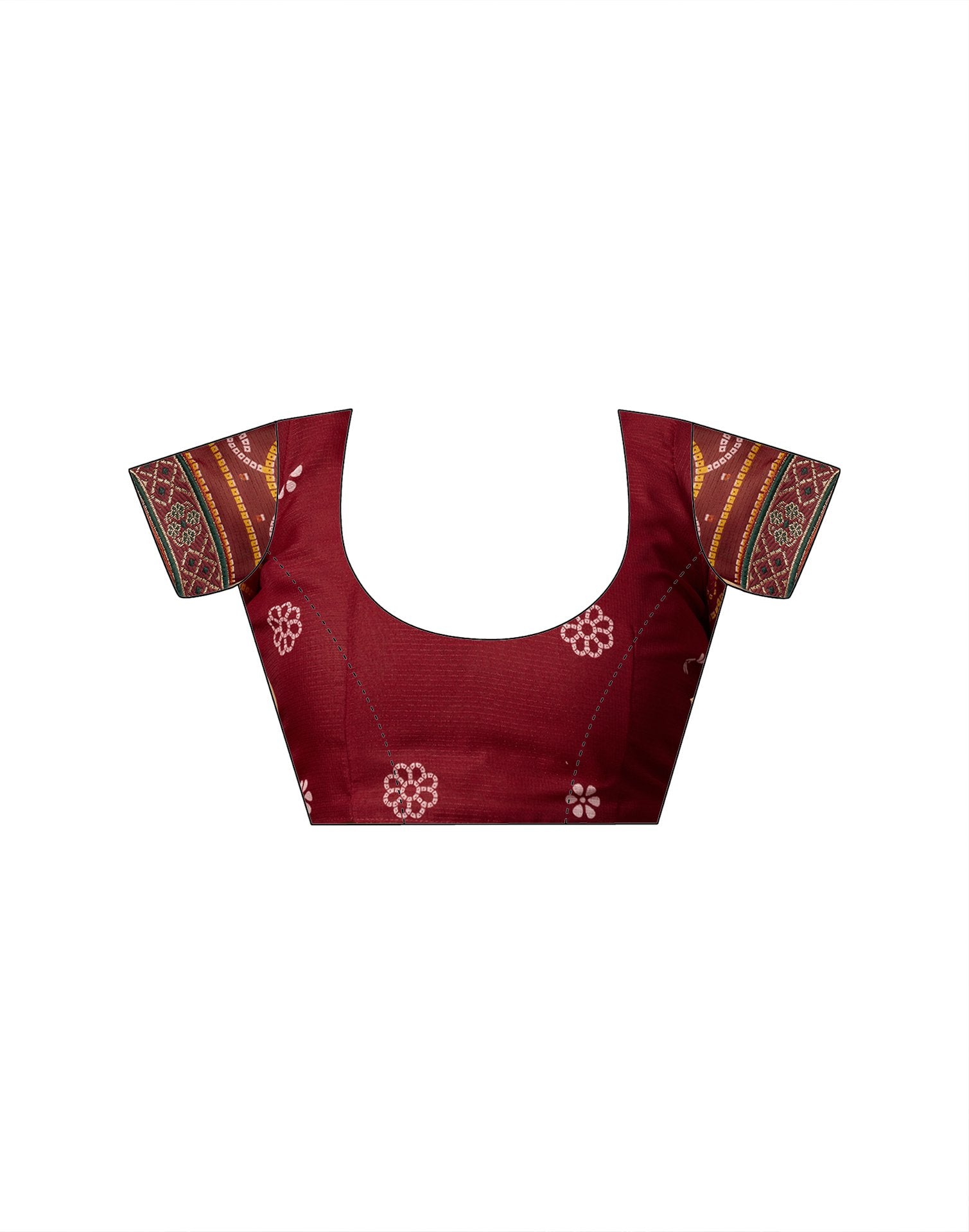 Maroon Georgette Bandhani Printed Lace Saree