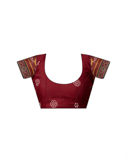 Maroon Georgette Bandhani Printed Lace Saree