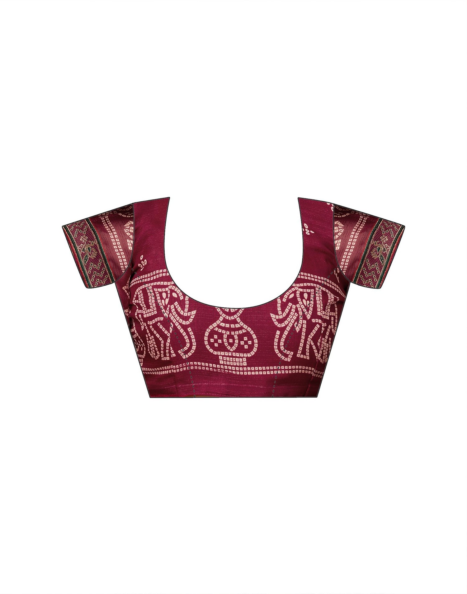 Maroon Georgette Bandhani Printed Lace Saree
