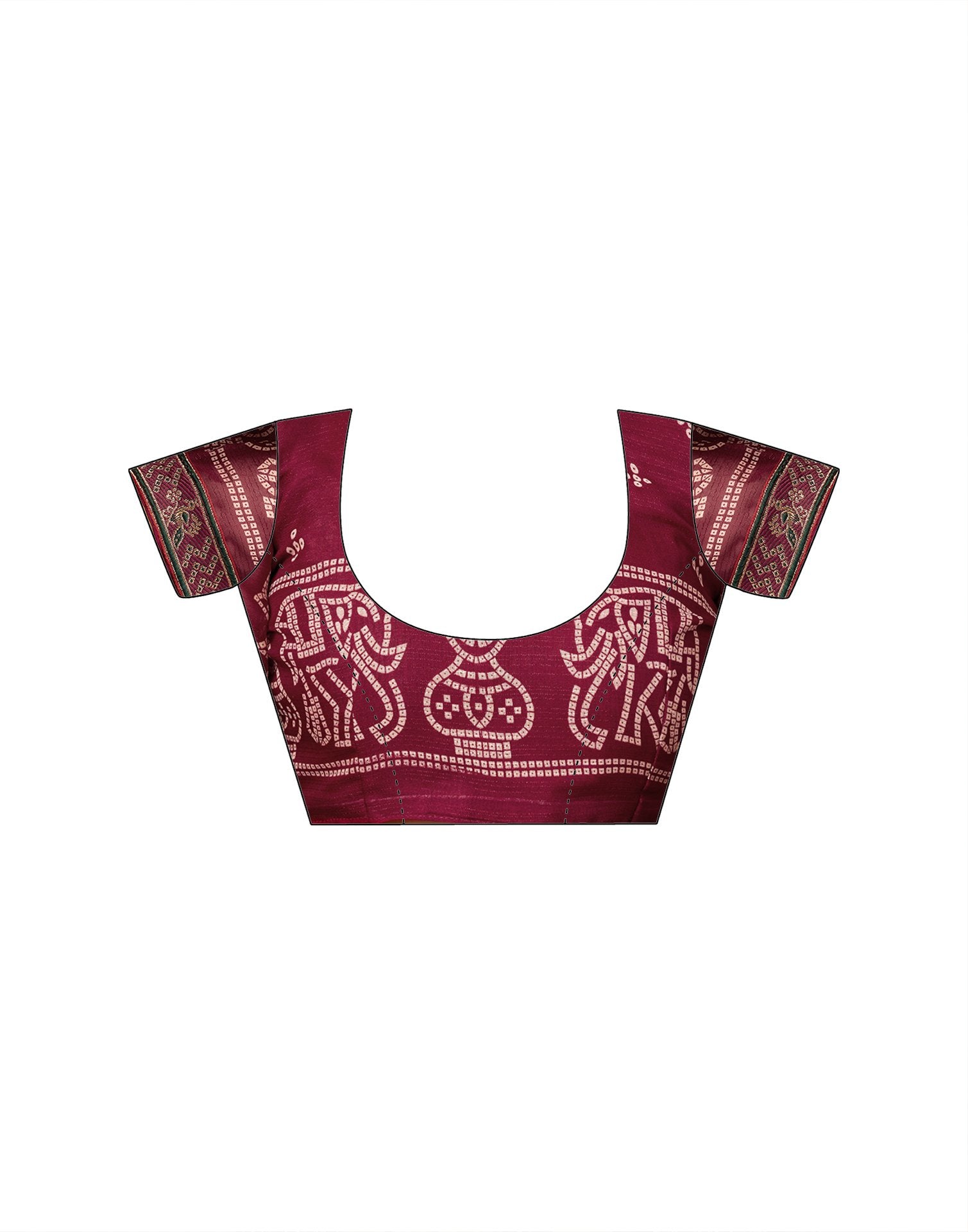 Maroon Georgette Bandhani Printed Lace Saree