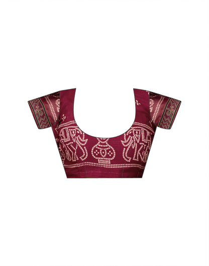 Maroon Georgette Bandhani Printed Lace Saree