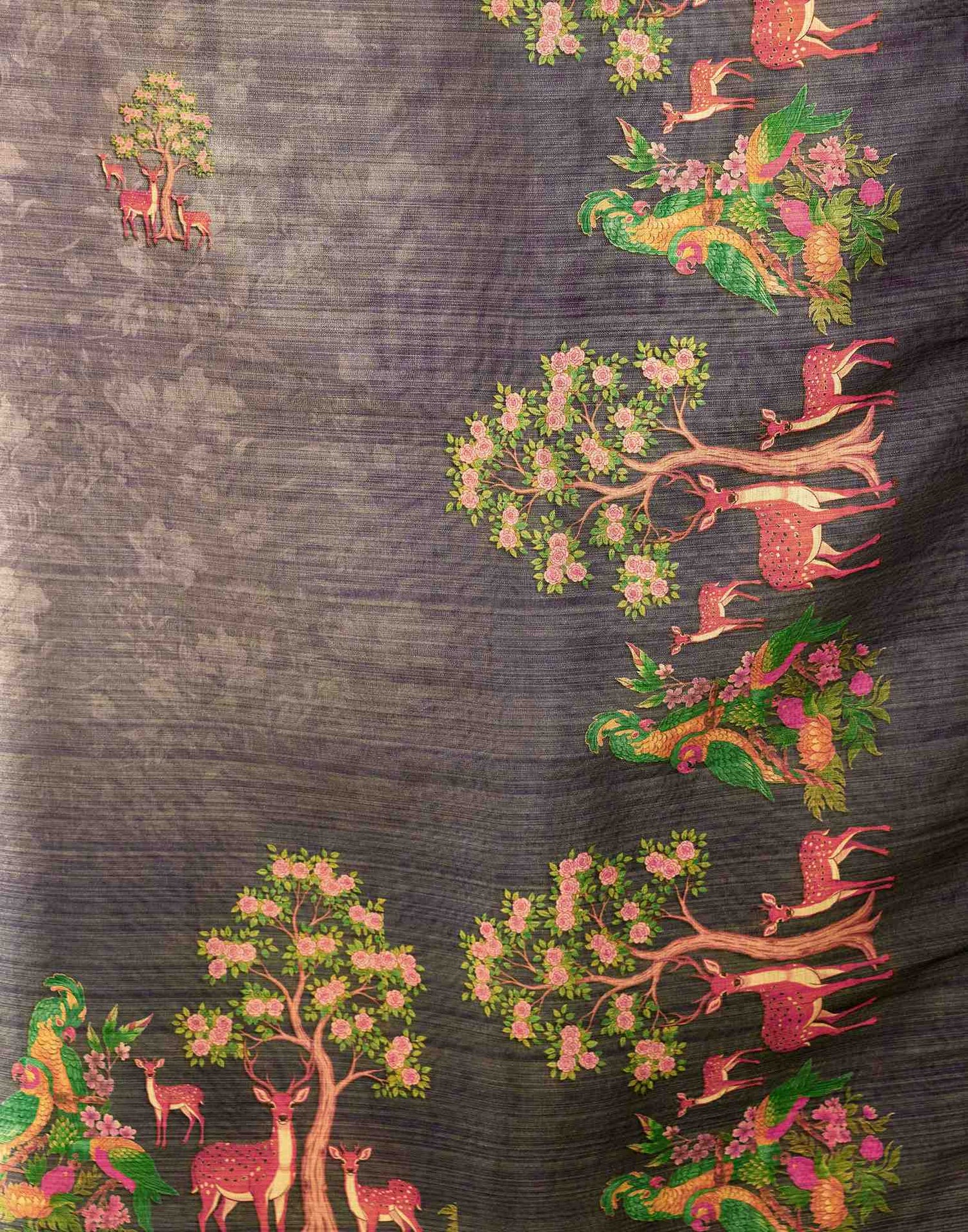 Dusty Purple Shimmer Silk Printed Saree
