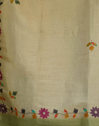 Beige Shimmer Silk Printed Saree