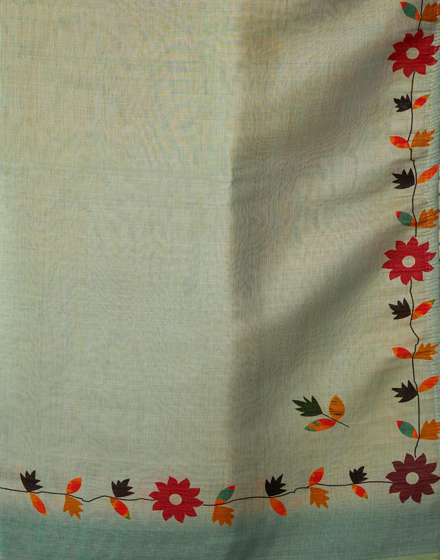 Dusty Mint Blue Shimmer Silk Printed Saree