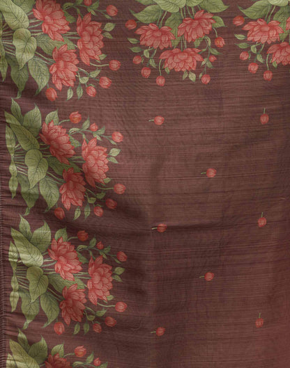 Dusty Rose Pink Shimmer Silk Printed Saree