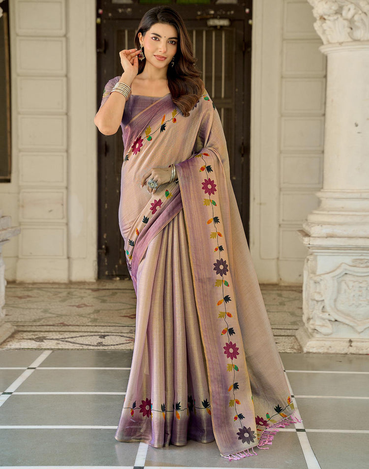 Dusty Mauve Shimmer Silk Printed Saree
