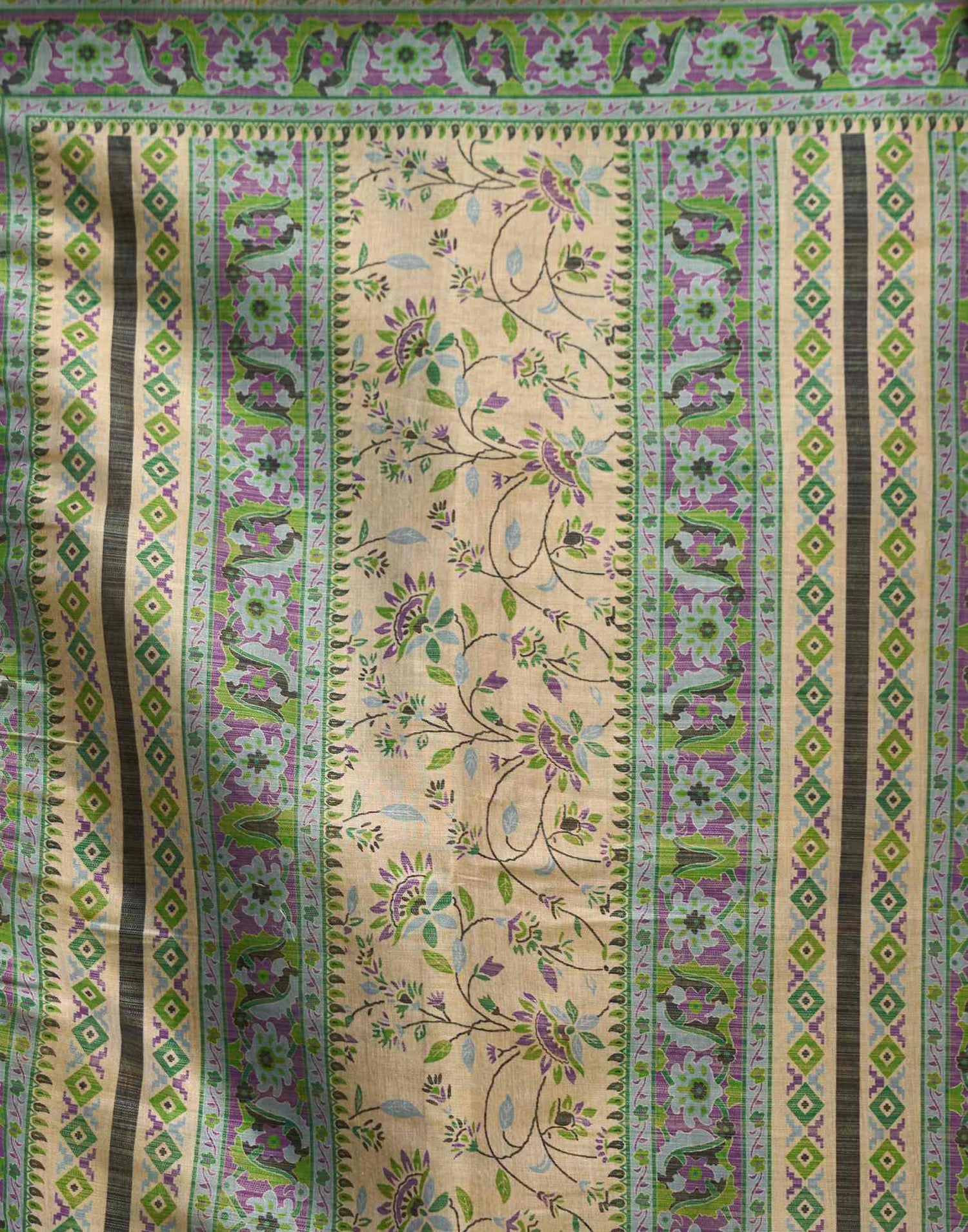 Beige Shimmer Silk Printed Saree