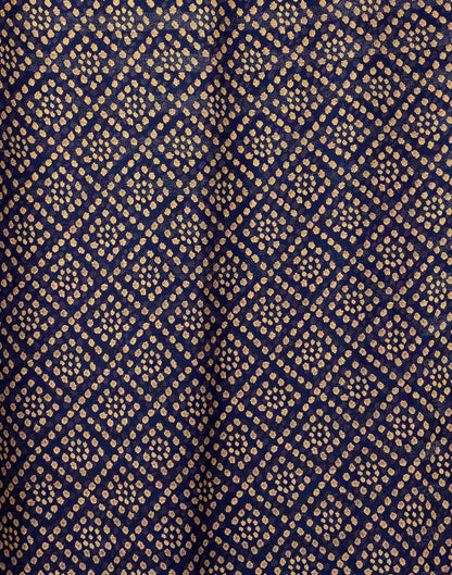 Navy Blue Chiffon Bandhani Printed Lace Saree
