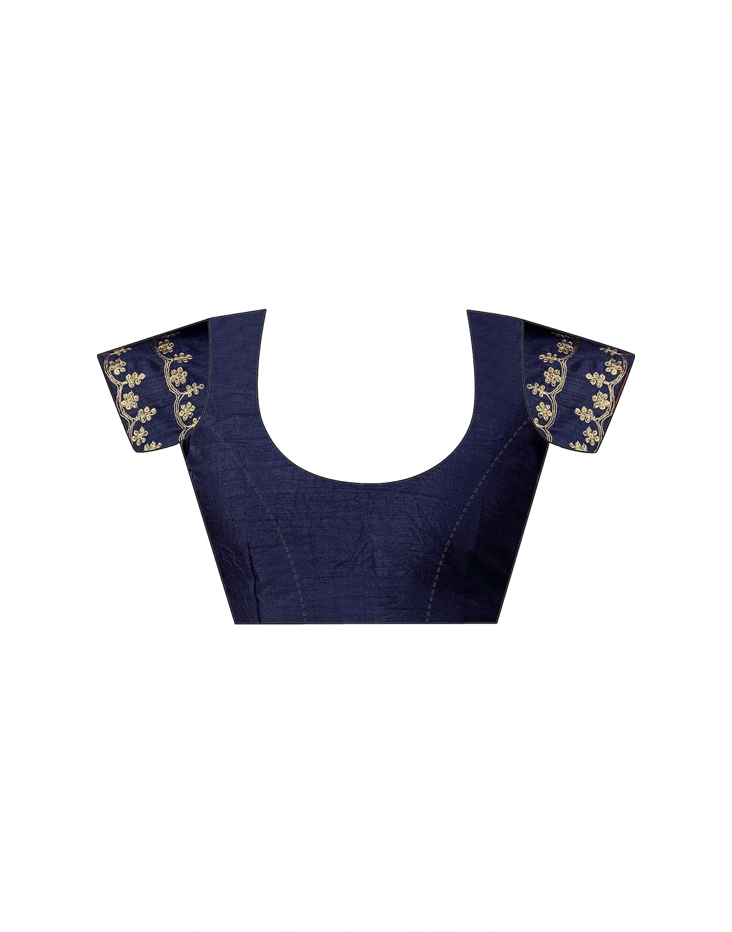 Navy Blue Chiffon Bandhani Printed Lace Saree