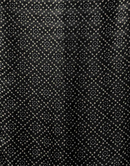 Black Chiffon Bandhani Printed Lace Saree