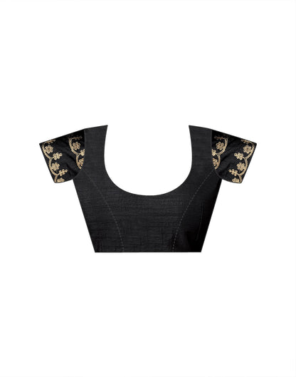 Black Chiffon Bandhani Printed Lace Saree