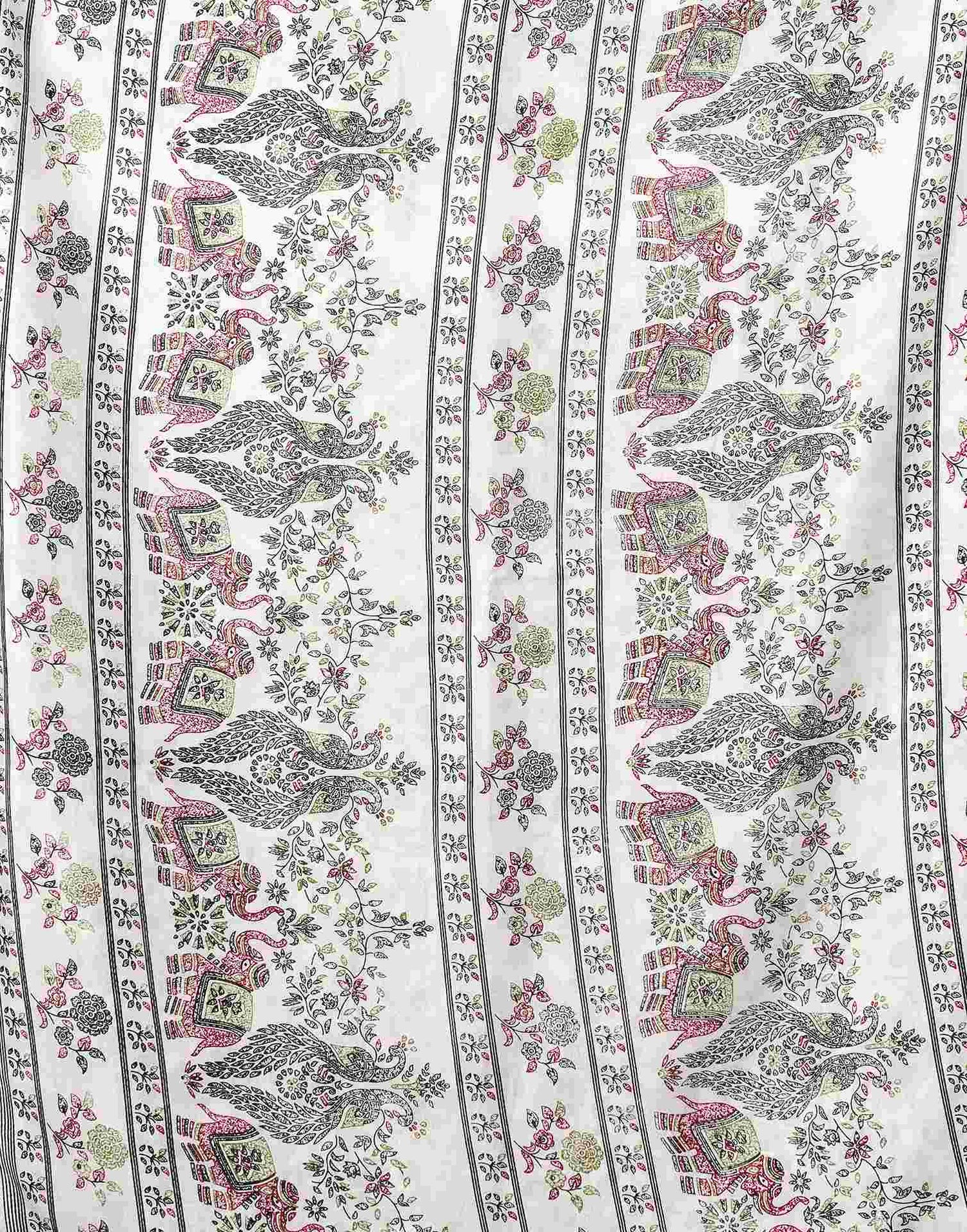 White Silk Printed Saree
