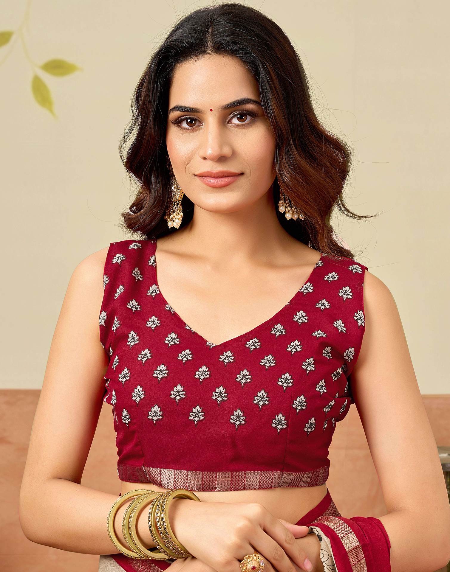 Beige Georgette Printed Saree