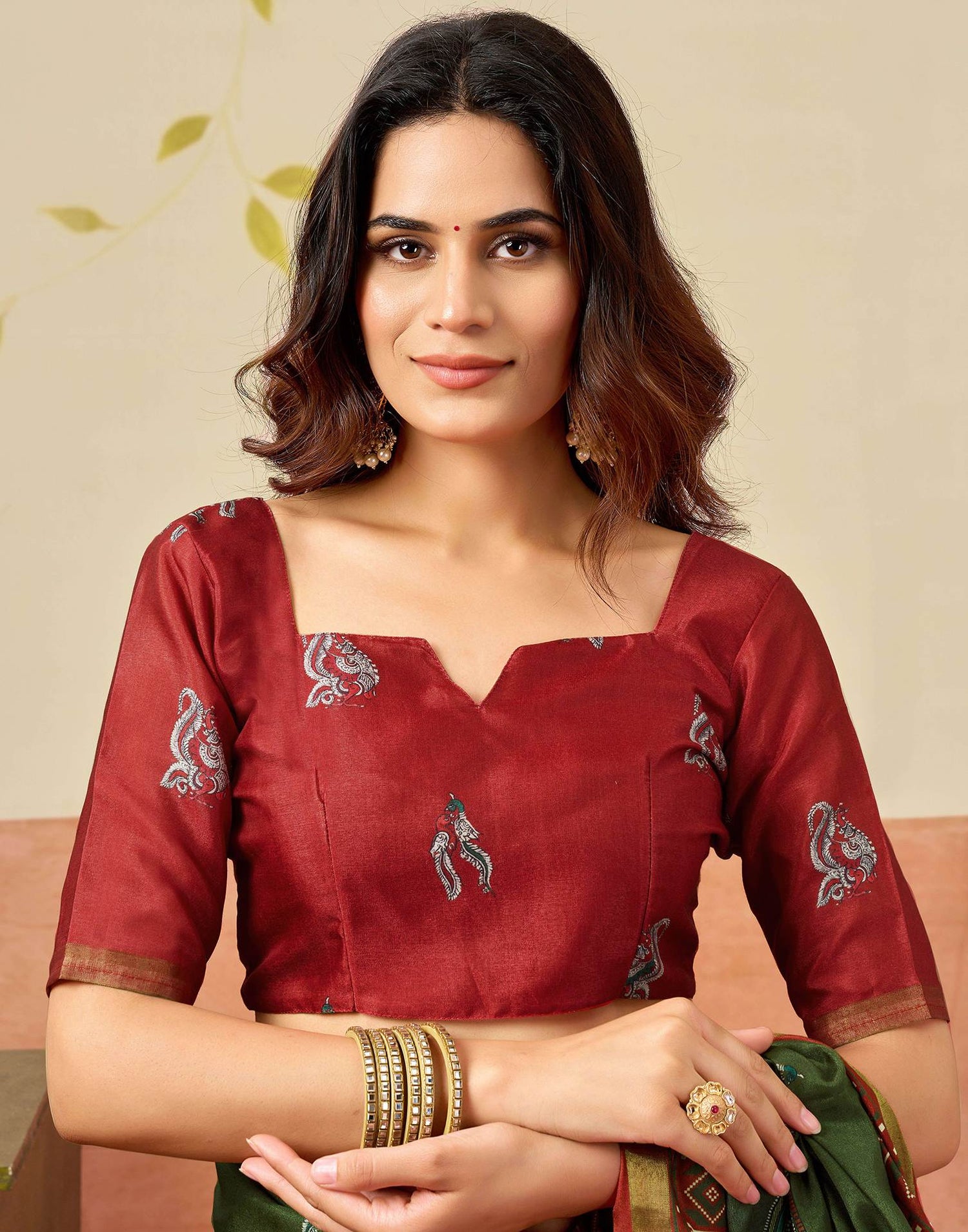 Mehendi Green Silk Printed Saree
