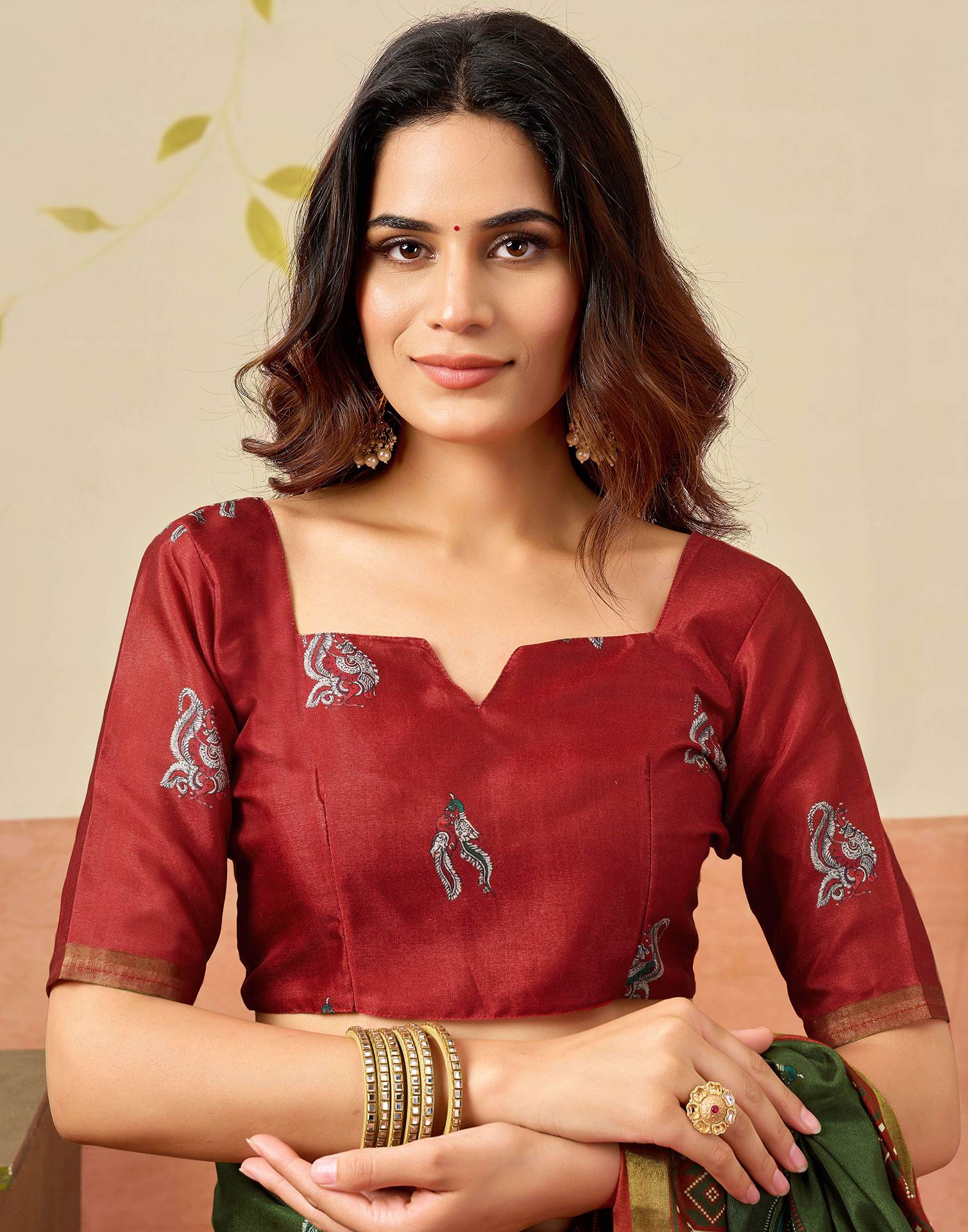 Mehendi Green Silk Printed Saree
