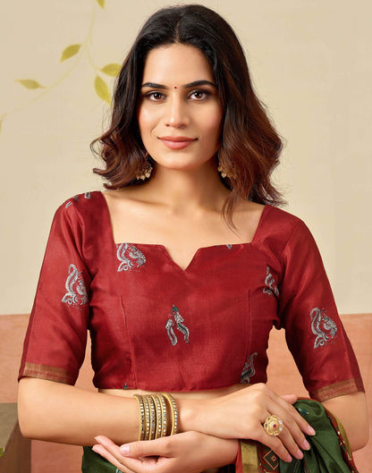 Mehendi Green Silk Printed Saree
