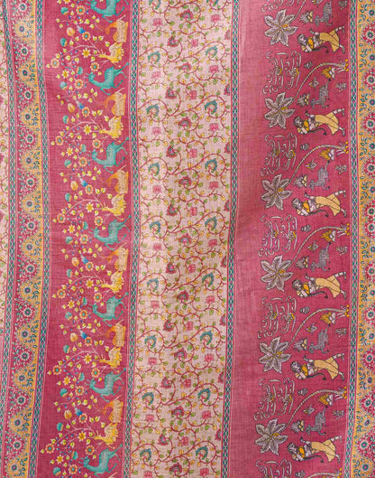 Beige Silk Printed Saree