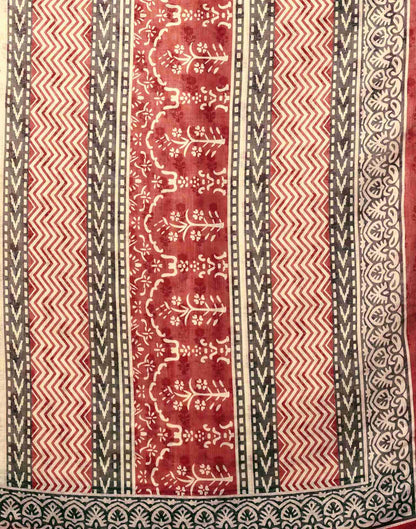 Beige Linen Floral Printed Saree