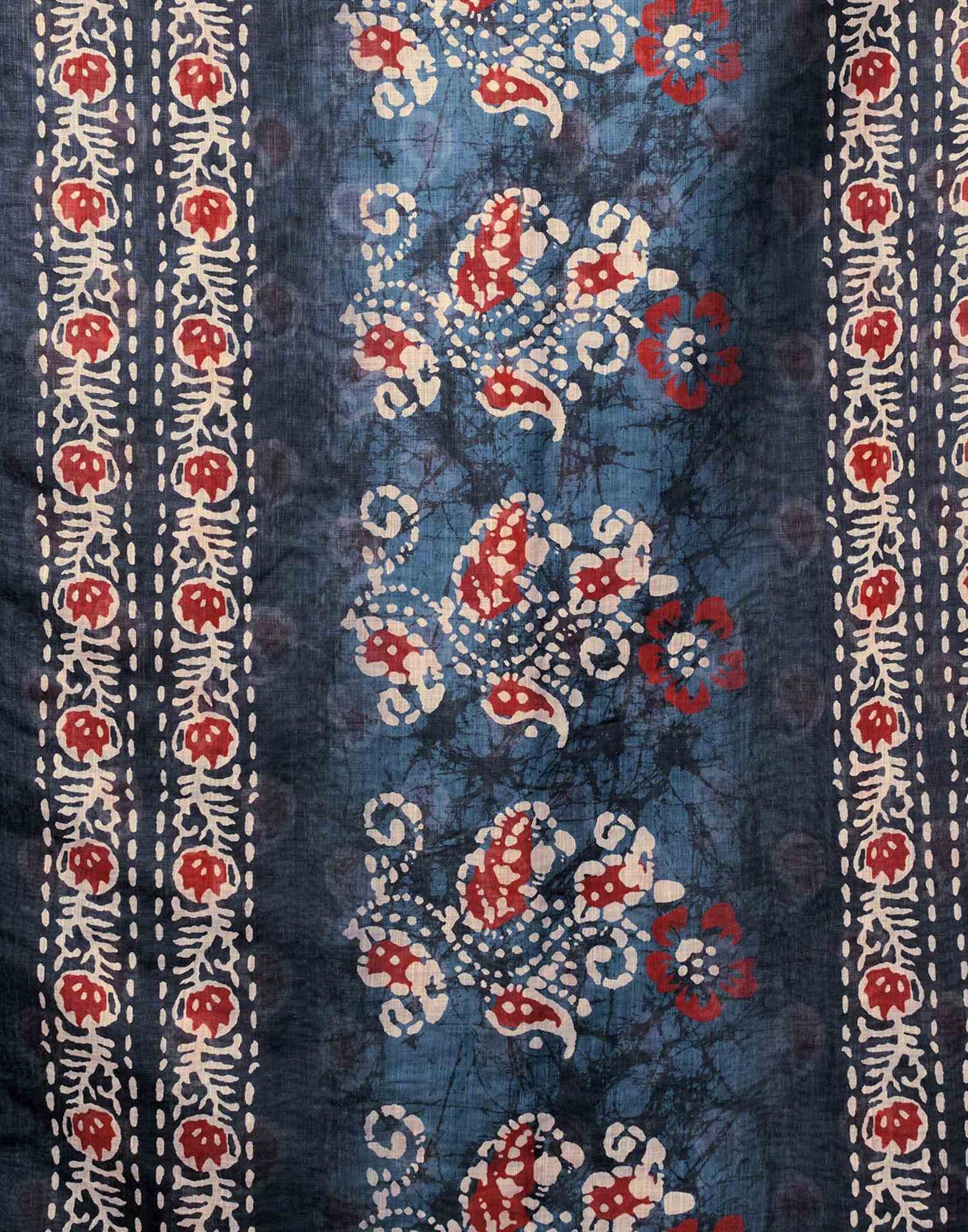 Dusty Blue Linen Printed Kalamkari Saree