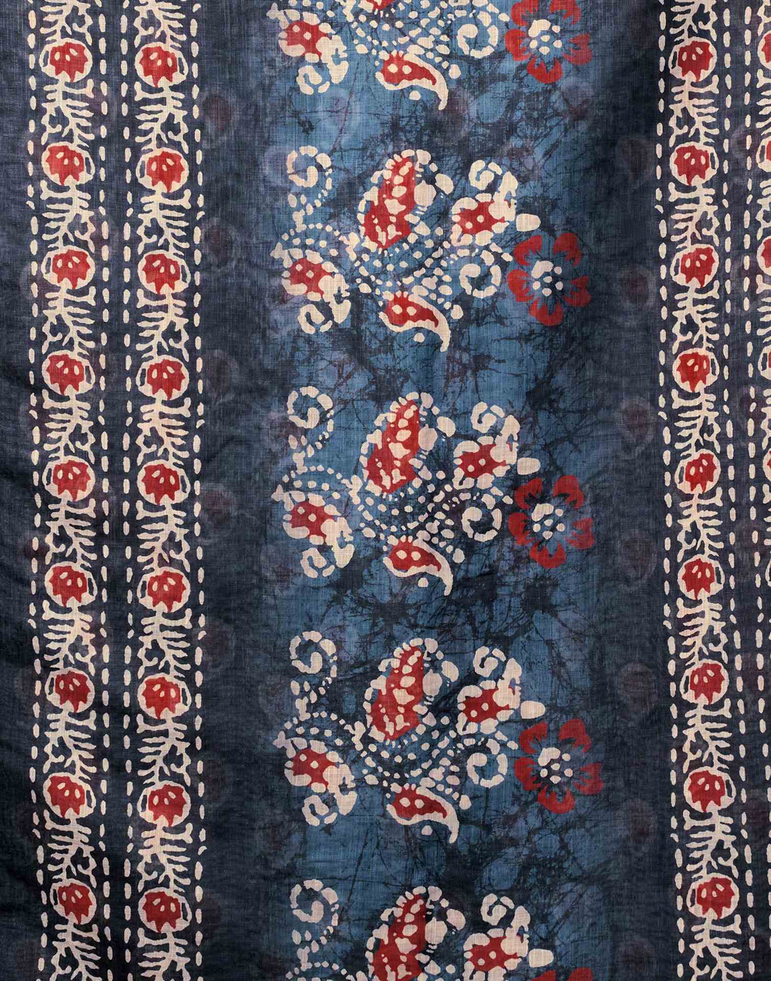Dusty Blue Linen Printed Kalamkari Saree
