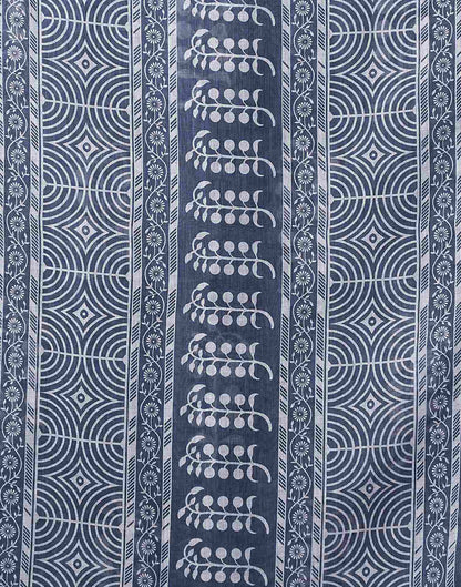 Navy Blue Linen Printed Saree