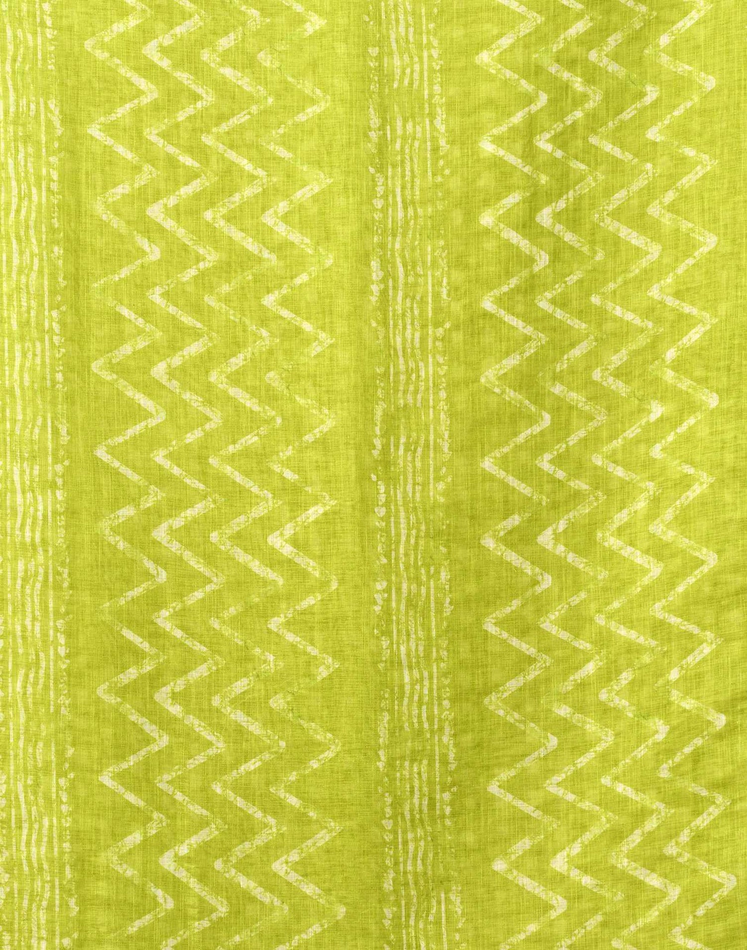 Lime Green Linen Printed Saree