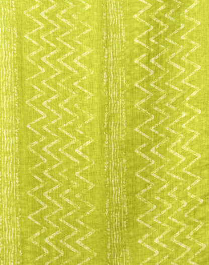 Lime Green Linen Printed Saree