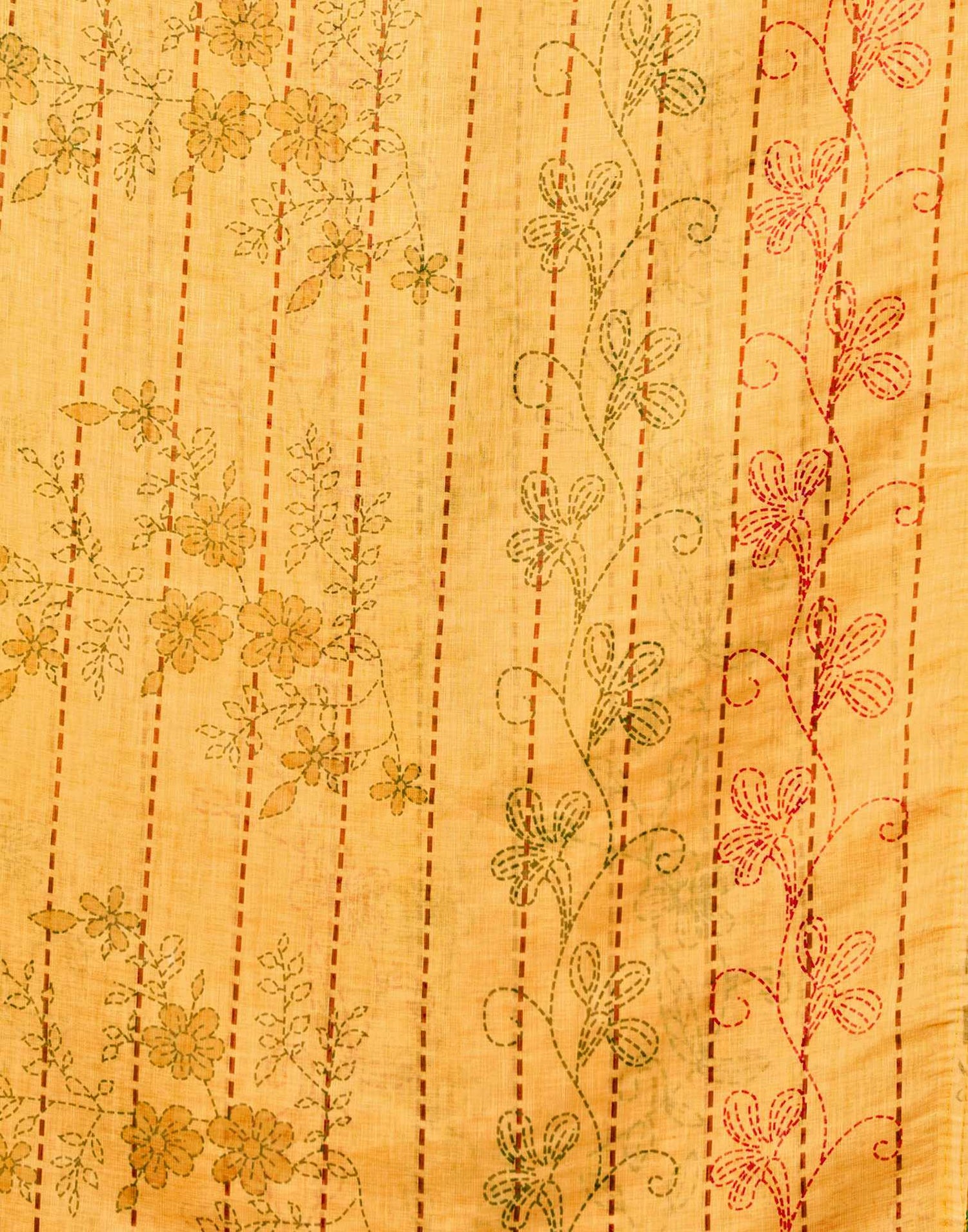 Yellow Linen Printed Saree